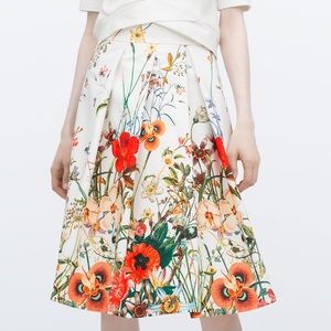 Zara Mid-Length Floral Skirt